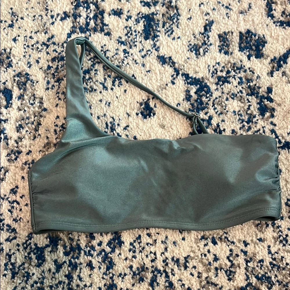Chelsea & Violet One-Shoulder Bikini Top in Sage Green